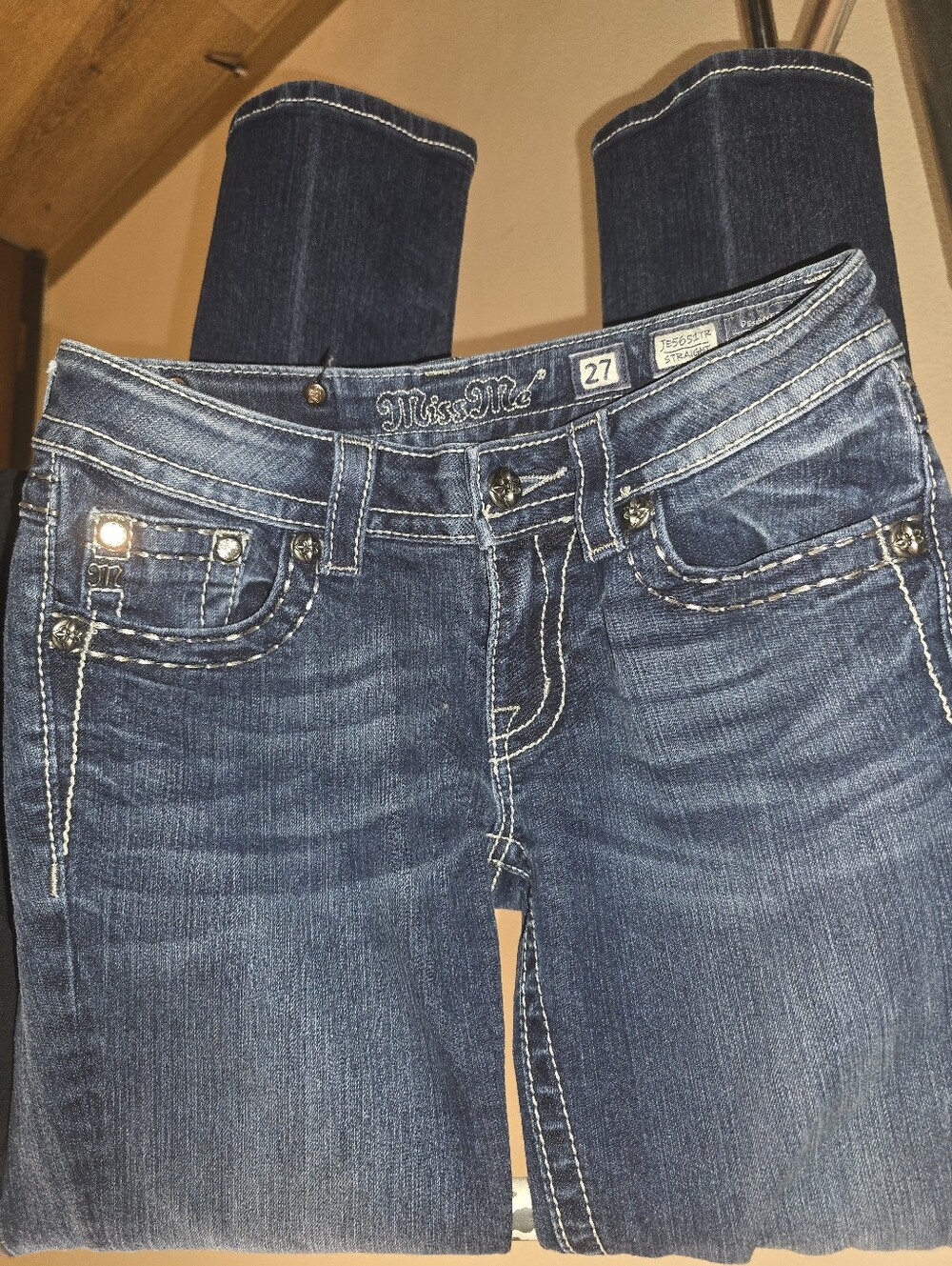 Miss Me Women's Indigo Skinny Jeans with Contrast Stitching